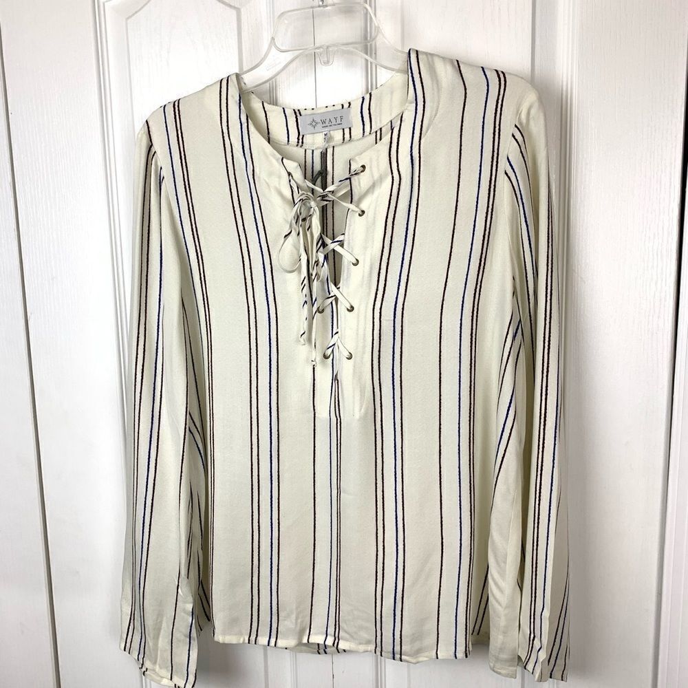 Wayf Lace Up Long Sleeve Blouse‎
